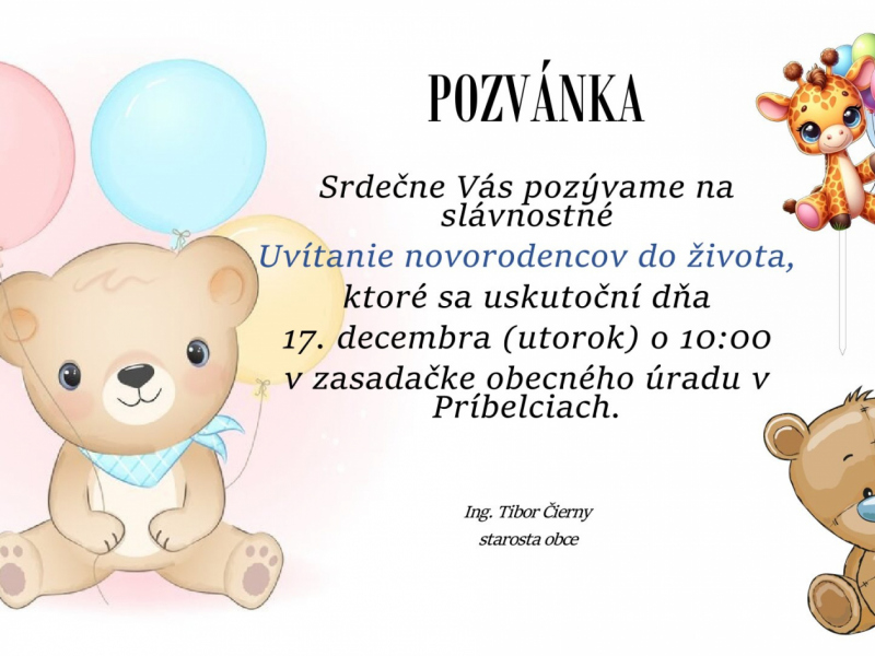 Uvítanie detí do života 17.12.2024 